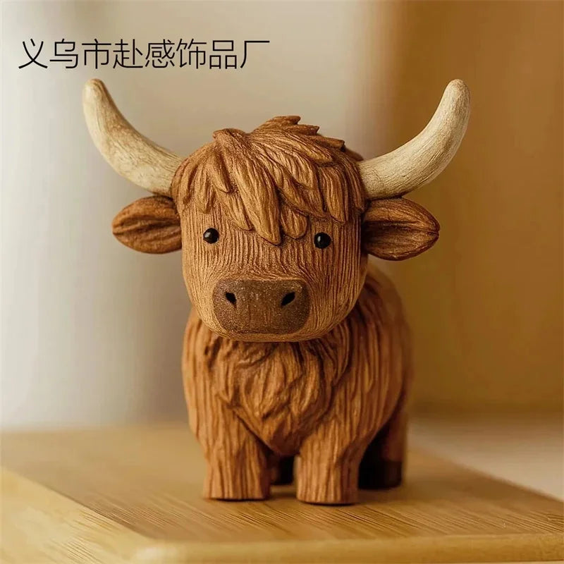 Highland Cow Statue Rustic Sculpture Table Centerpiece For Home Decor For Animal Lovers Christmas Birthday Gift