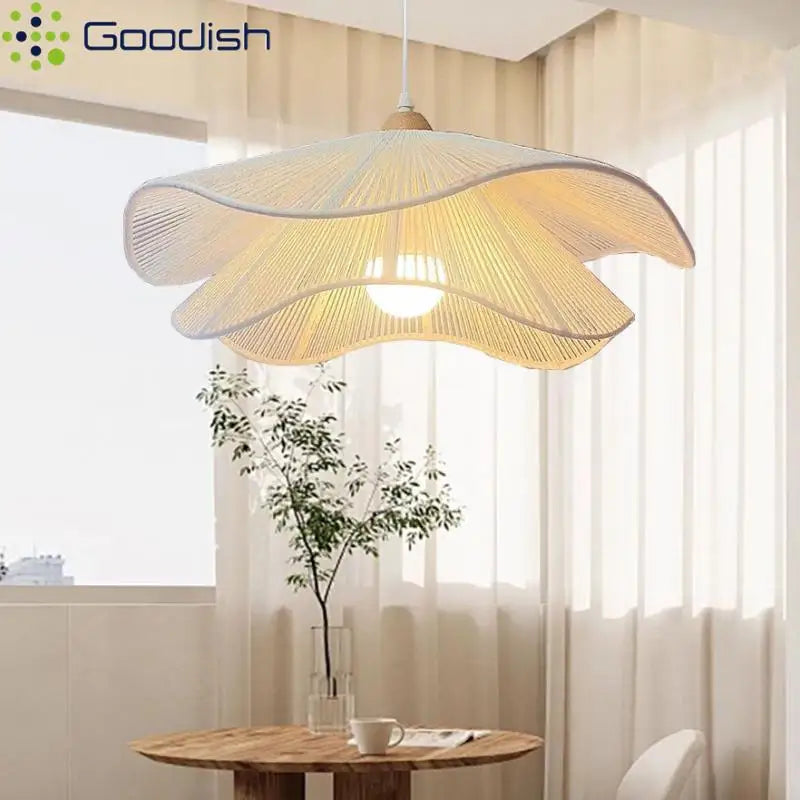 Retro Hemp Rope Wabi-sabi Chandelier Elegant Hanging Lamps Lustre for Tea Living Dining Room Restaurant Home Decor Pendant Light