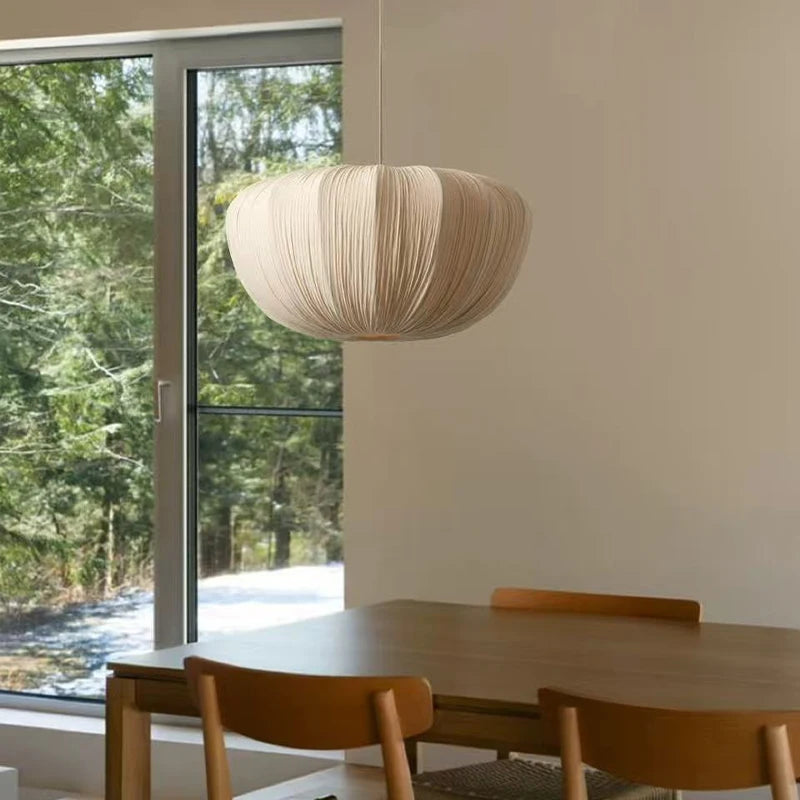 American Wabi Sabi Retro Fabric Pendant Light Living Dining Room Loft Cloth Chandelier Home Decor Bedroom Design Hanging Lamp
