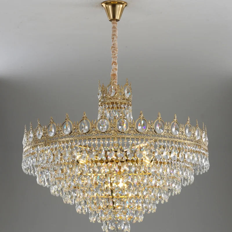 Luxury Crystal Crown Chandelier Home Decor Living Room Lights Led Ceiling Light Fixture Modern Hanging Chandelier Lighting Lamps