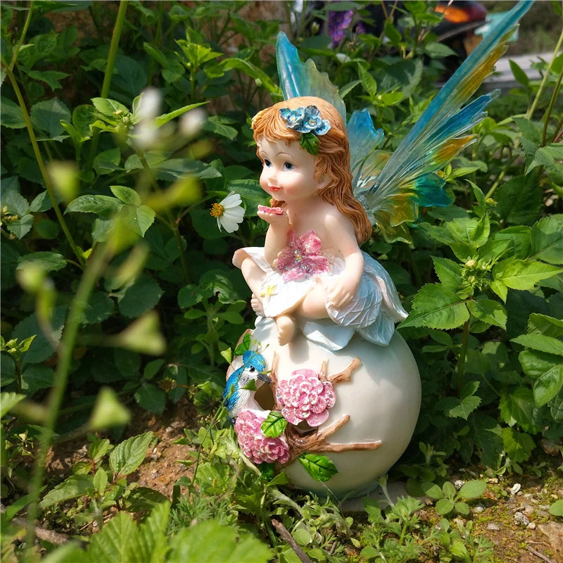 Outdoor Garden Decorative Home Decor Flower Fairy Wings Courtyard Country Ornaments Elegant Room Decorations Kawaii Figurine