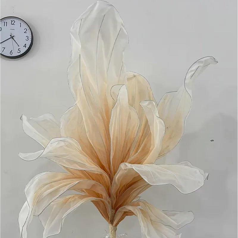 2Pcs Handmade Organza Table Flower Artistic Yarn Floral Ornament Artificial Flower for Window Display Shooting Prop Home Decor