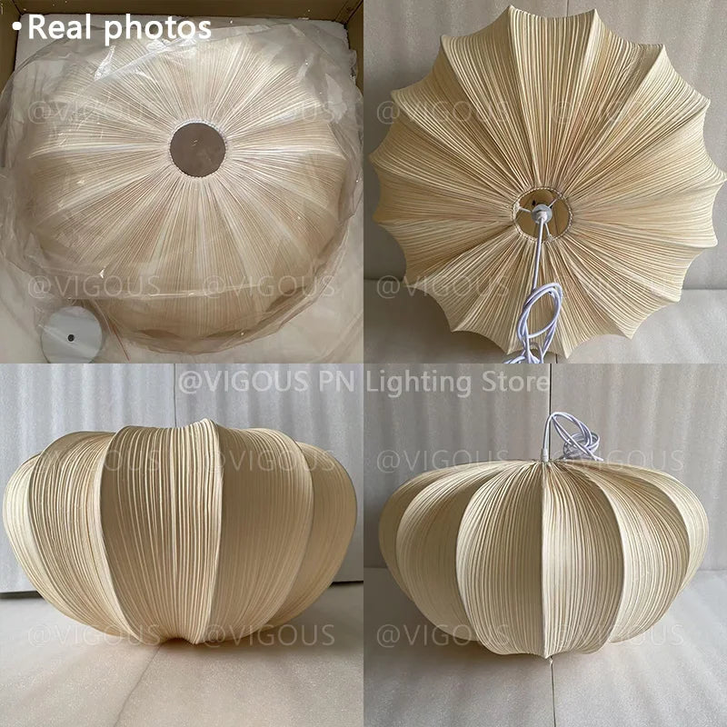 American Wabi Sabi Retro Fabric Pendant Light Living Dining Room Loft Cloth Chandelier Home Decor Bedroom Design Hanging Lamp