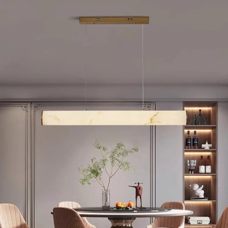 Resin Faux Marble Pendant Lights for Dining Restaurant Long Style Alabaster Pendant Lamps Home Decor Indoor Lighting Fixture