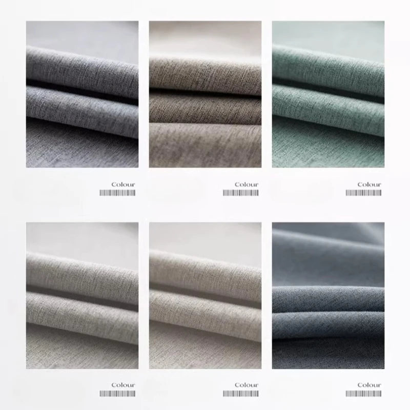 Custom Size Cotton Linen Look Thermal Insulated  Blackout Curtains for Living Room Bedroom Fabric Window Home Decor White Tulle