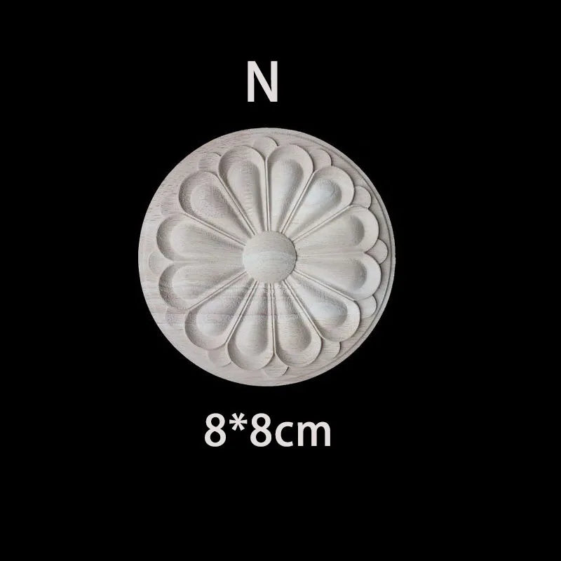 Wood Carving Onlay Applique Figurines Decor Living Room Furniture Decoration Unique Natural Floral Wood Carved Decal Home Decor