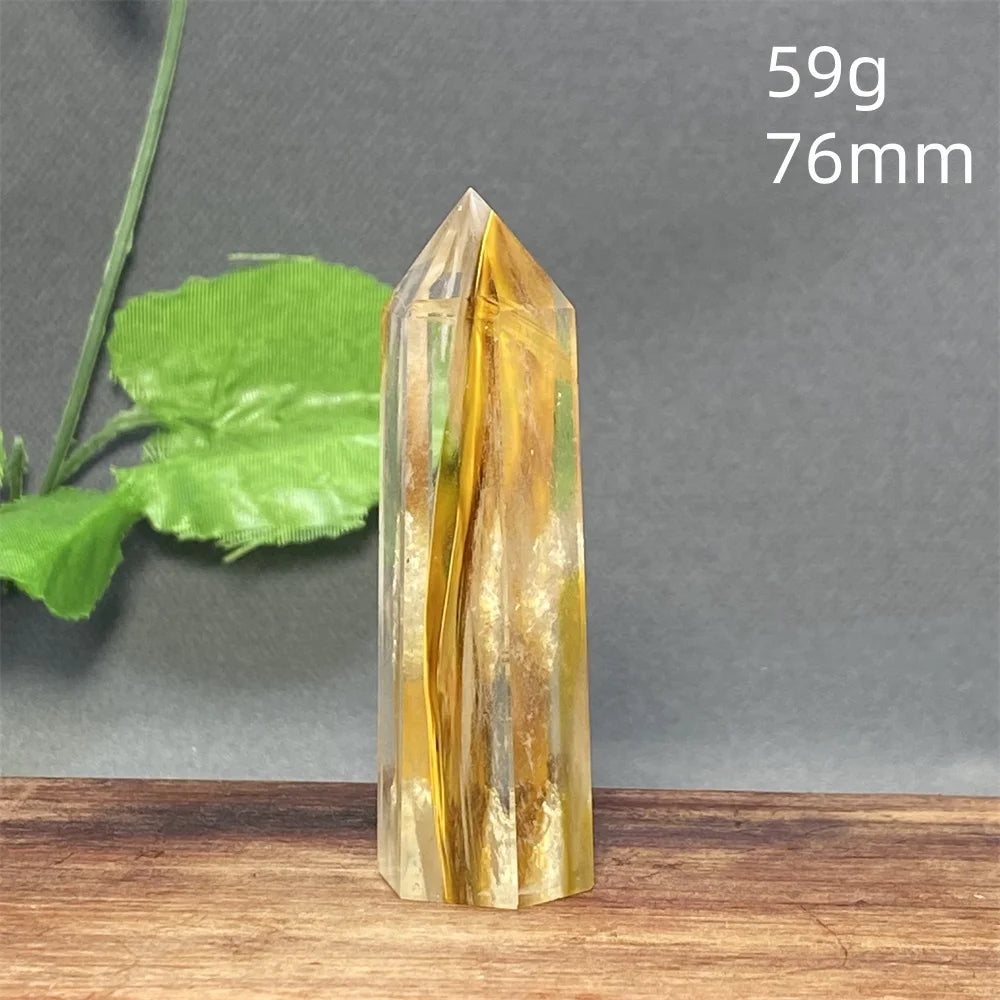 1PC Natural Tiger Skin Smelted Stone Crystal Tower Yellow Stripe Pyramid Obelisk Home Decor Gift