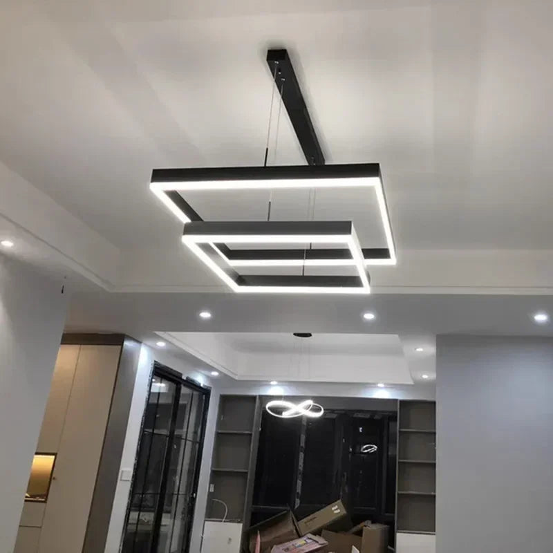 Modern Led Square chandelier Bedroom Table Dining Living Room Kitchen Island Dimmable Pendant lamp Home Decor Lusters Fixture