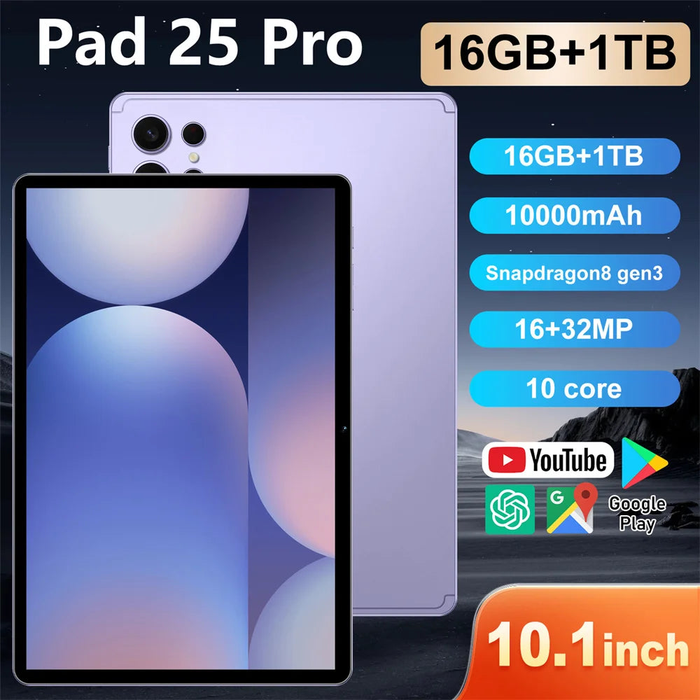 New Pad 25 Pro Tablets 5G Dual SIM WiFi GPS 22GB+2TB Tablet PC Kids Android 15 Children's Global Version High-end Original Tab