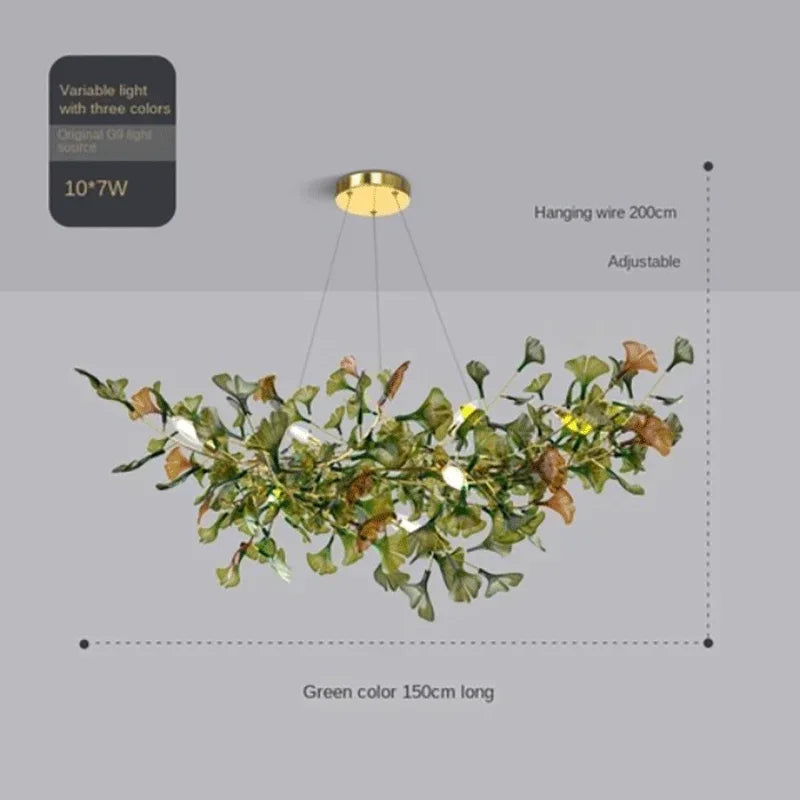 Luxury Gingko Leaf Chandelier - Modern Glass Branch Pendant Lamp for Villa Living Room, Staircase & Duplex Home Decor