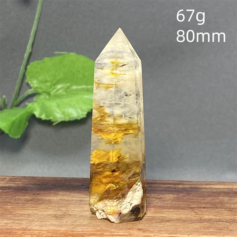 1PC Natural Tiger Skin Smelted Stone Crystal Tower Yellow Stripe Pyramid Obelisk Home Decor Gift
