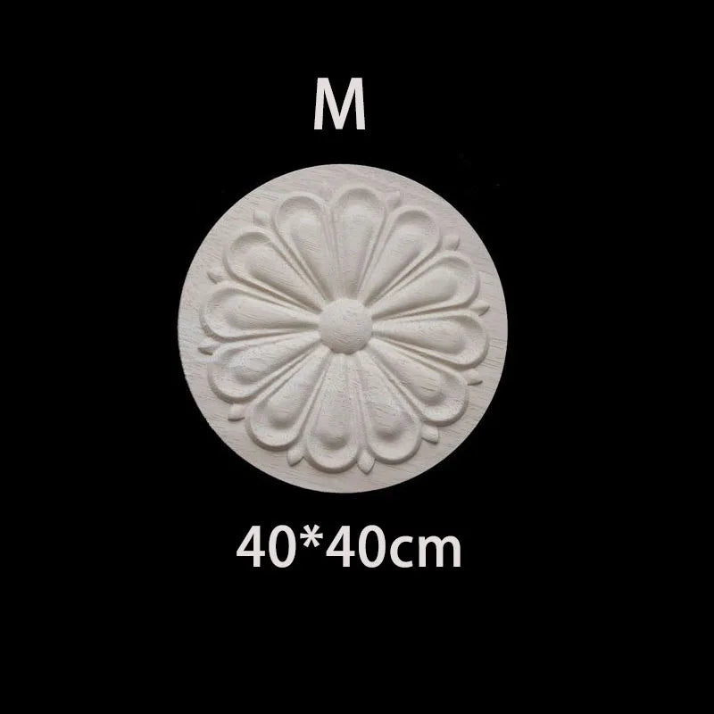 Wood Carving Onlay Applique Figurines Decor Living Room Furniture Decoration Unique Natural Floral Wood Carved Decal Home Decor