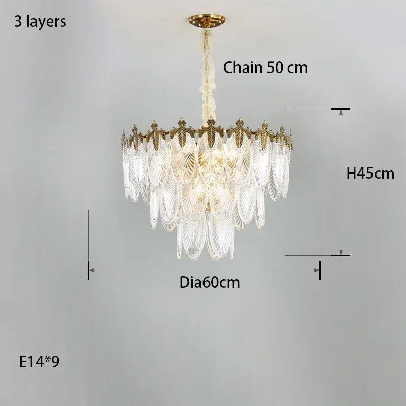 Modern Leaves Glass Ceiling Hanging Chandeliers Led Round Pendant Lights For Living Dining Room Bedroom Lamps Home Decor Lustre