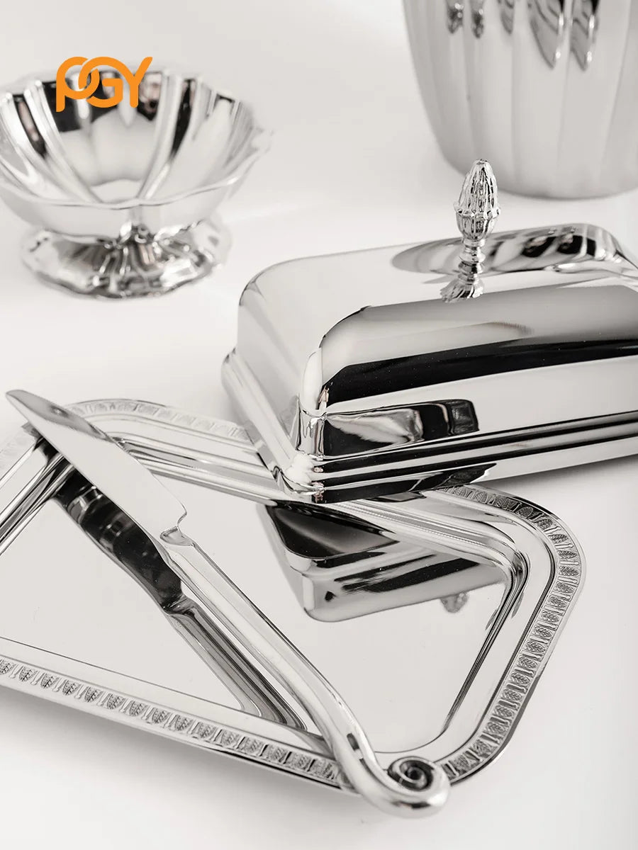 Stainless Steel Butter Dish with Lid, Luxury Butter Tray for Countertop, High-Quality Butter Container for Home Decor, Kitchen