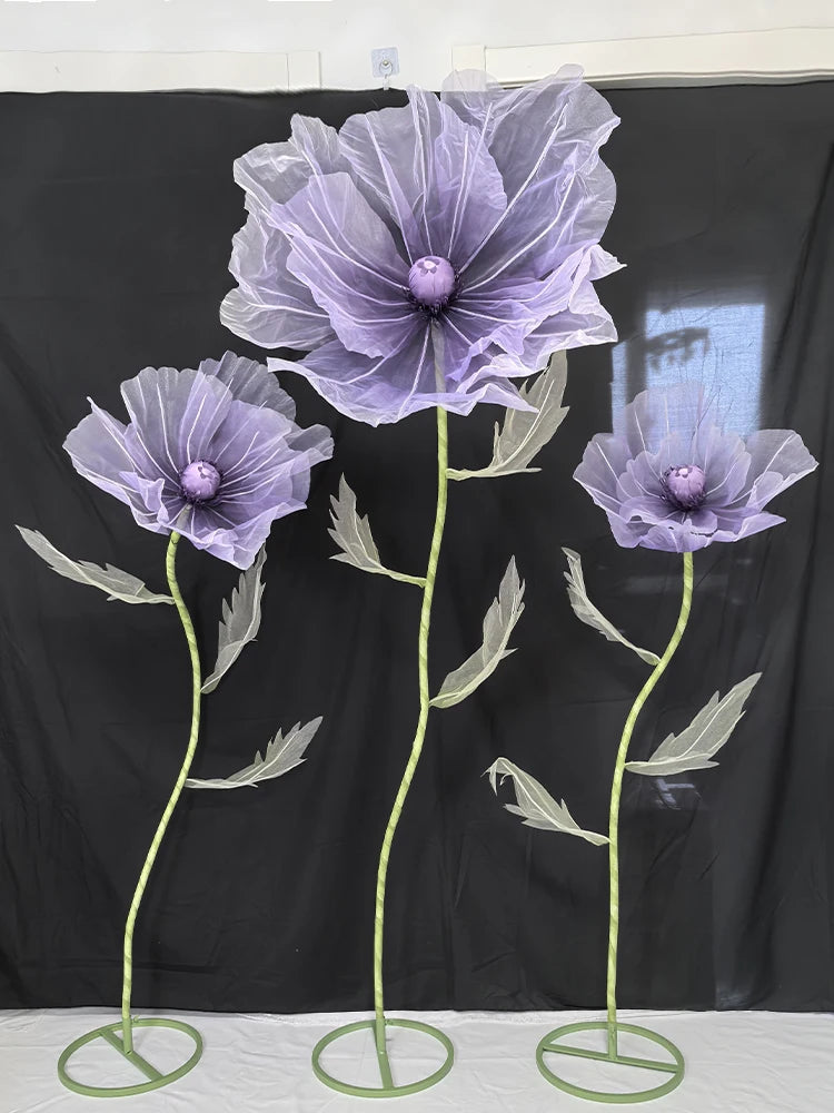190cm Wedding Decor Props Artificial Flowers Road Lead Flower Silk Yarn Flower Poppy Window Display Garden Decoration Home Decor