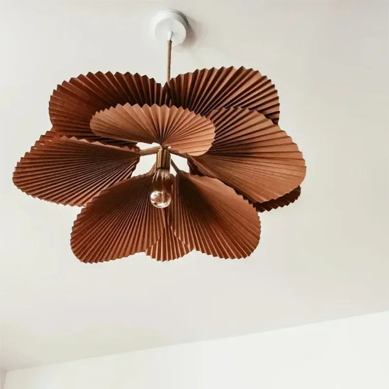 WinfordoFlower Leaf Shape Hanging Chandelier Light Paper Pendant Lamp for Restaurant Kitchen BedroomDining Room Home Decor