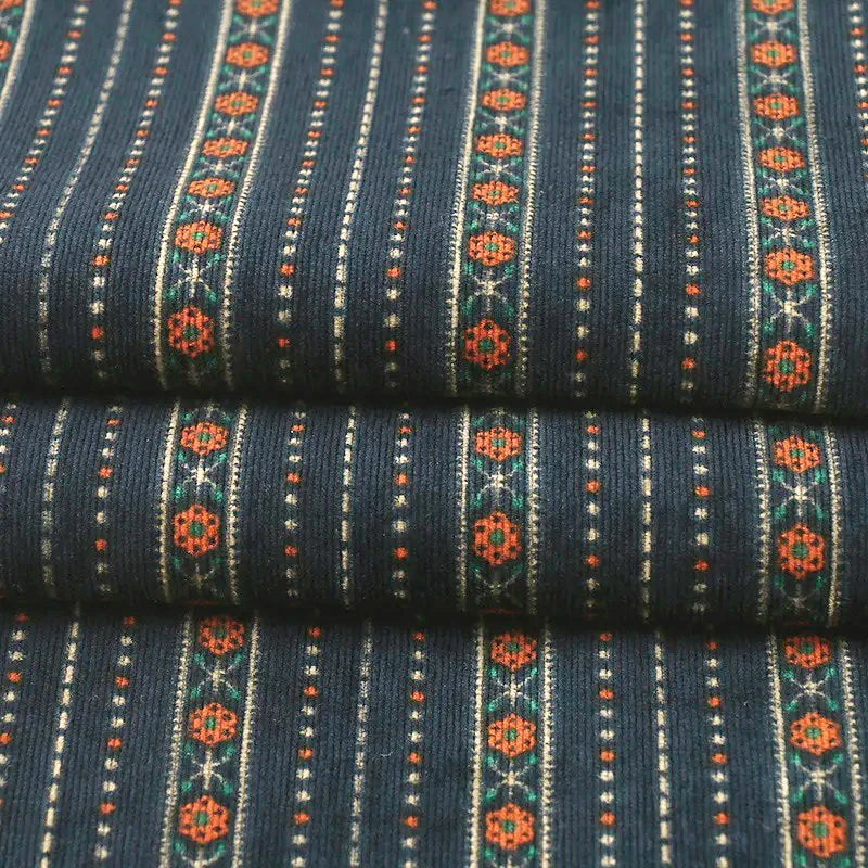 Corduroy Stripe Printed Fabric-Polyester for Women's Dresses Home Decor & DIY Quilting Fabric(by Meter)