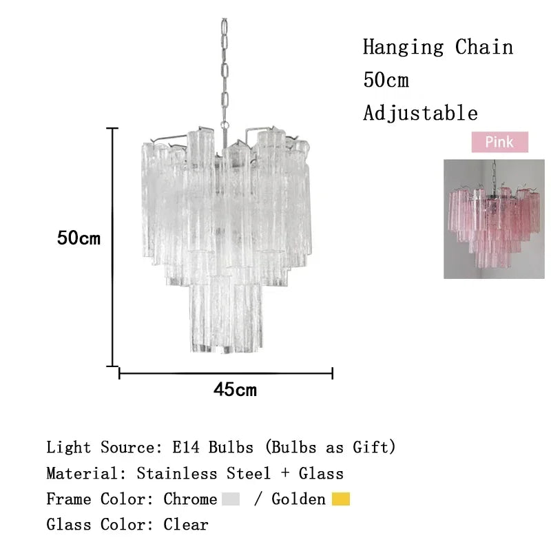 Luxury Italian Crystal Strips Murano Chandelier Customizable Ceiling Pendant Light for Villa Living Room High-End Home Decor