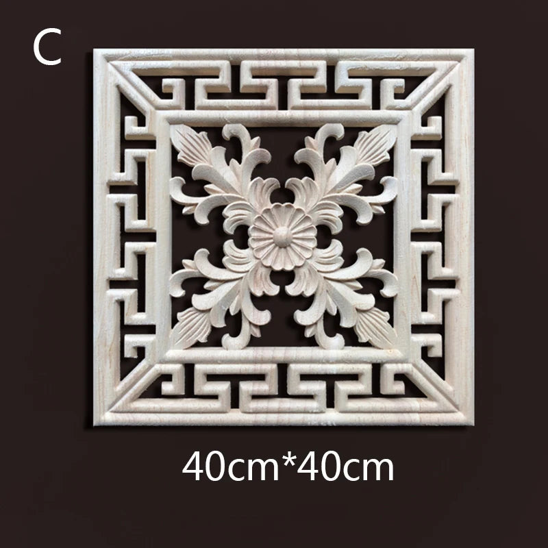 Wood Carving Onlays Appliques Decoration for Home Wood Decals for Furniture Wood Flower Crafting Wood Floral Home Decor Items