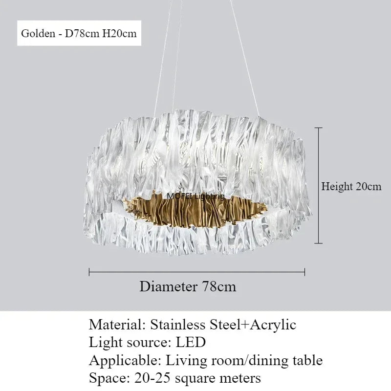 Italy Restaurant High-end Accordion LED Pendant Lights Personality Art for Living Room Chandelier Bedroom Home Decor Lamp Design