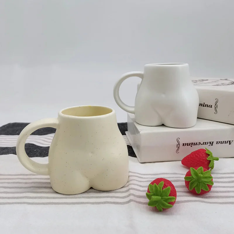 Creative Fun Ass Ceramic Coffee Cup Cute Breakfast Milk Cup Abstract Alien Human Body Mug Office Living Room Butt Mug Home Decor