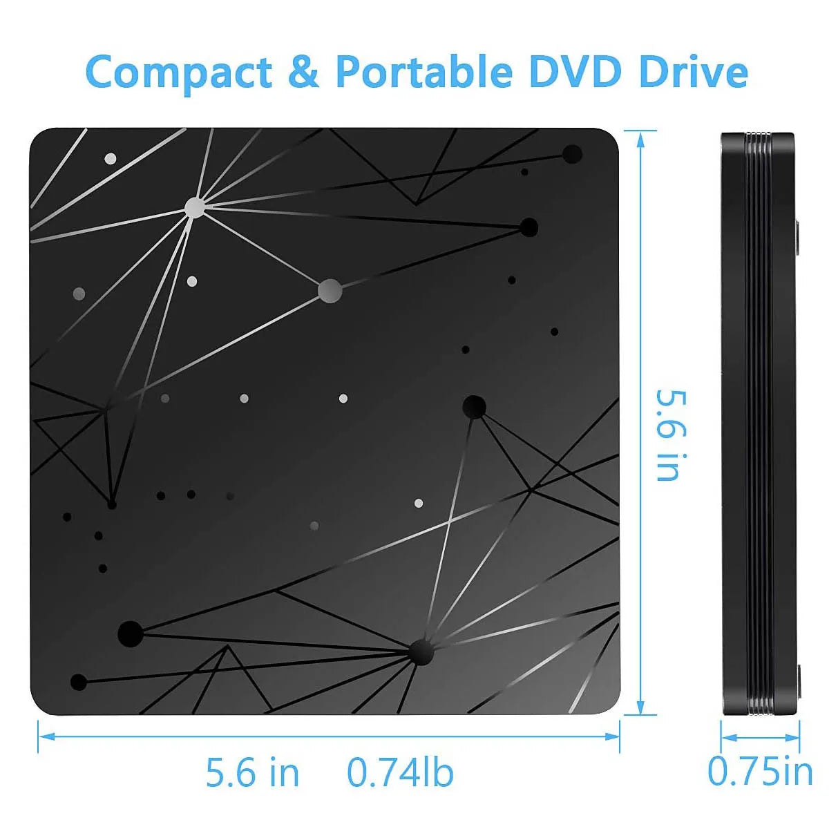 USB3.0 Type-C External 2-In-1 DVD Burner RW CD Slim Optical Drives Reader Player Writer Portable CD-ROM DVD-RW for Laptop PC