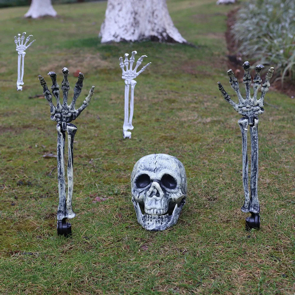 Halloween Decorations Home Decor Skeleton Head Outdoor Scary Props Realistic Skull Hands Yard Prank Festivals Party Supplies
