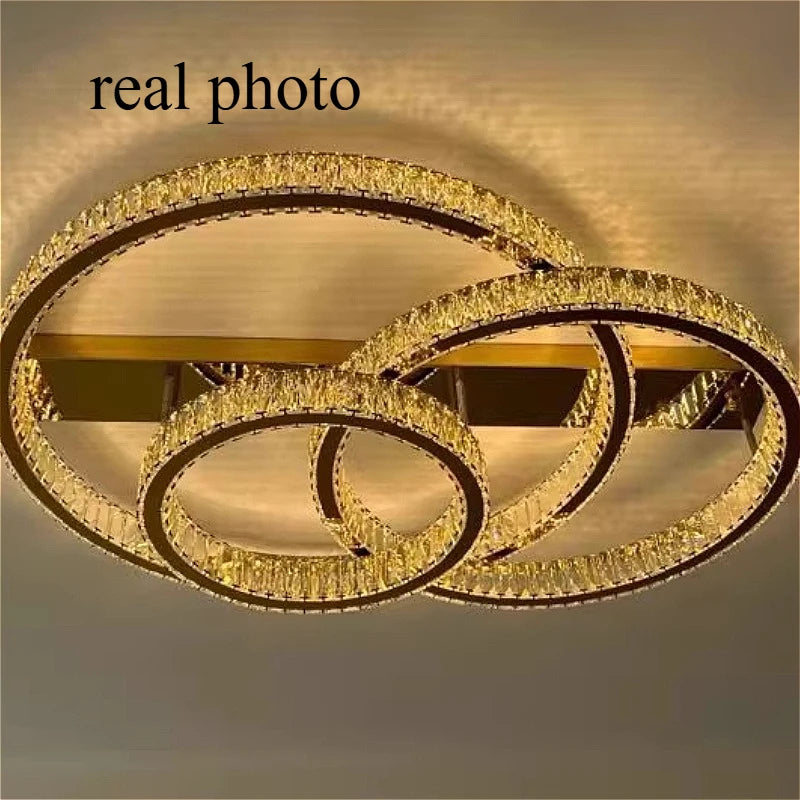 Restaurant Luxury Crystal LED Ceiling Hanging Lamp High-end Living Room Villa Lobby Pendant Light Home Decor Lamp Factory Outlet