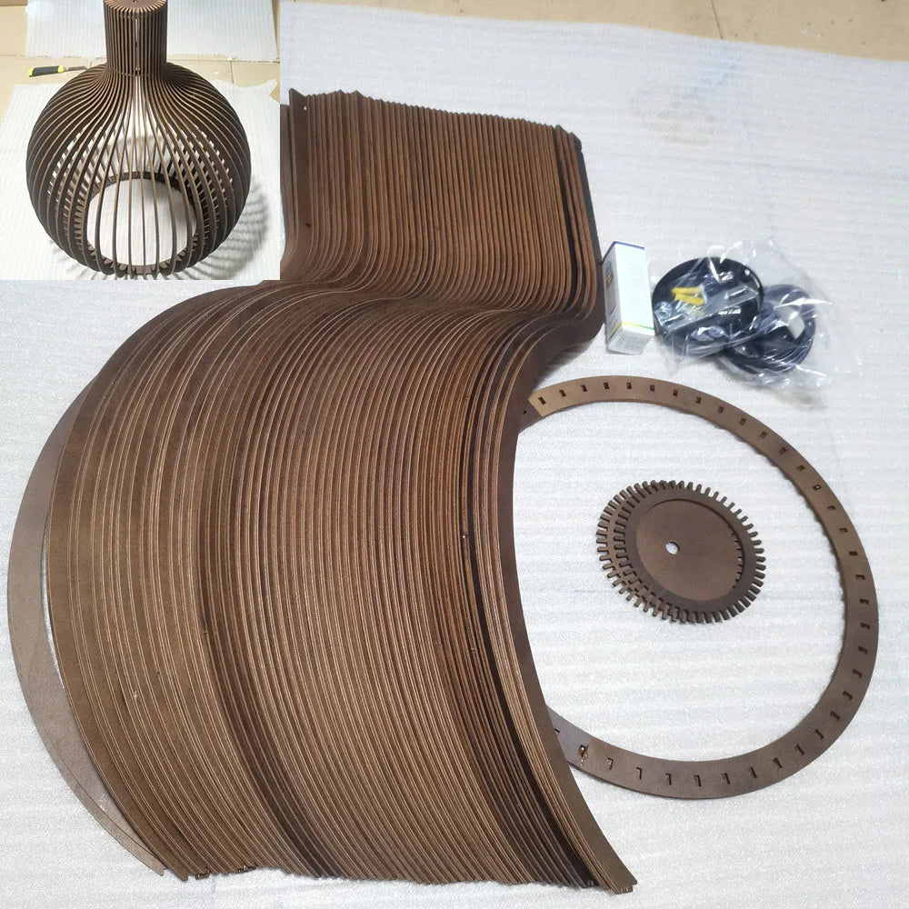 Restaurant Birdcage Handmade Wabi-sabi LED Pendant Light Black White Blue Walnut Color Chandelier Home Decor Lamps Hollow Design