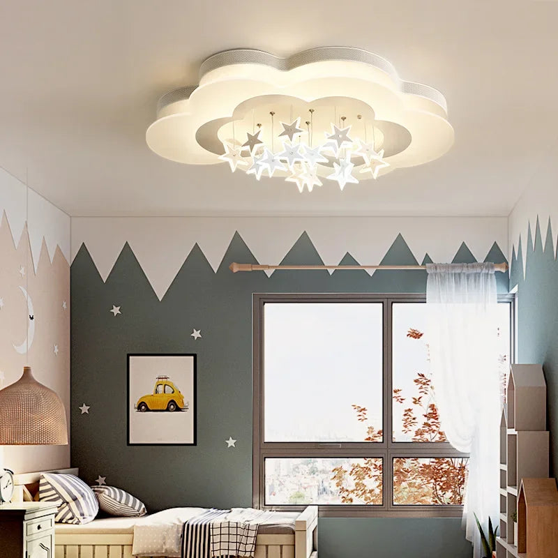 Modern Creative Cloud Star Ceiling Lamp Children Room Restaurant Boy Girl Bedroom LED Eye Protection Chandelier Home Decor Light