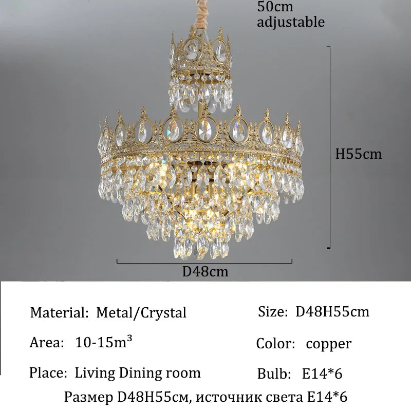 Luxury Crystal Crown Chandelier Home Decor Living Room Lights Led Ceiling Light Fixture Modern Hanging Chandelier Lighting Lamps