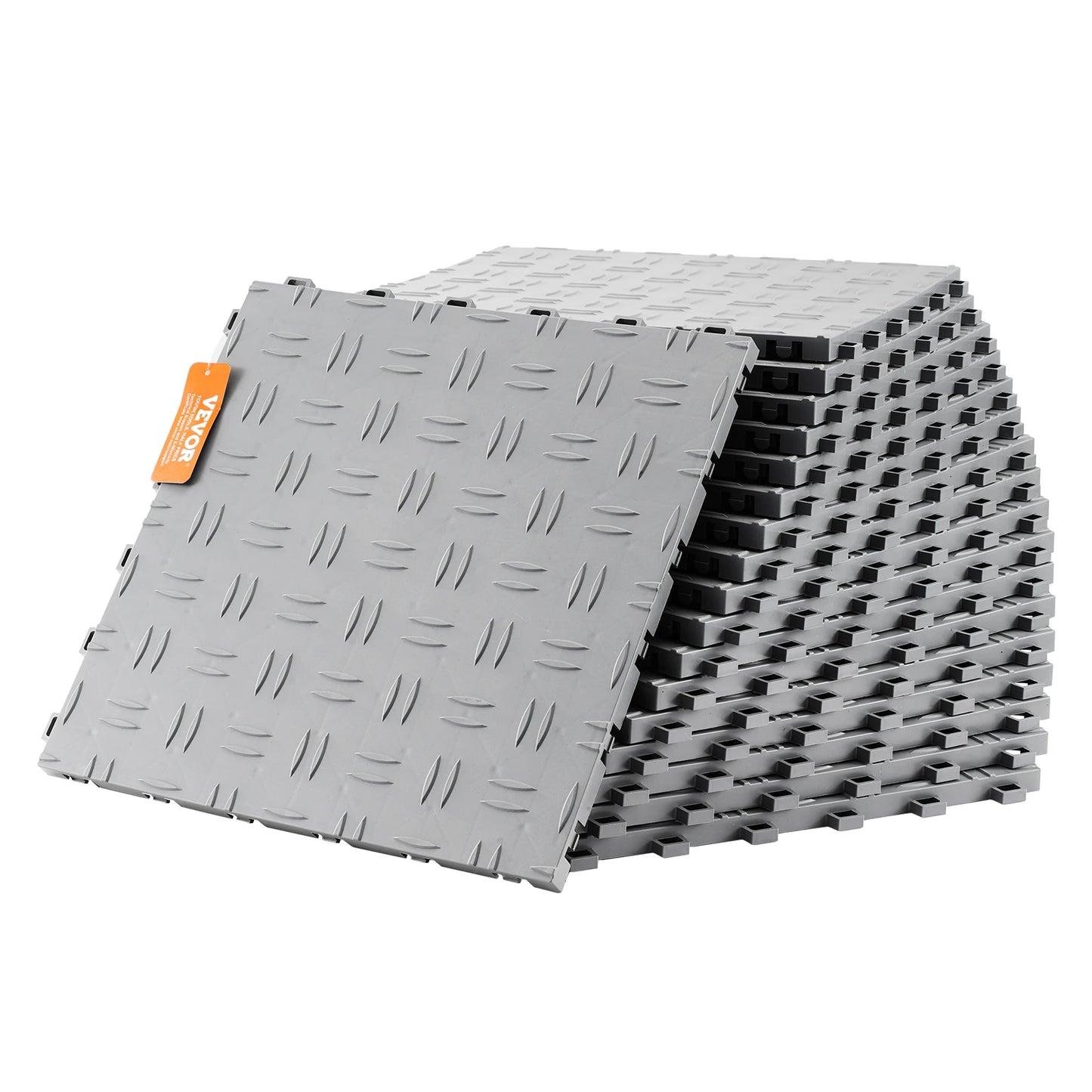 SucceBuy Garage Tiles Interlocking 12 x 12 x 0.53 inch 25 Pack Garage Floor Covering Tiles  for Garages Basements Silver