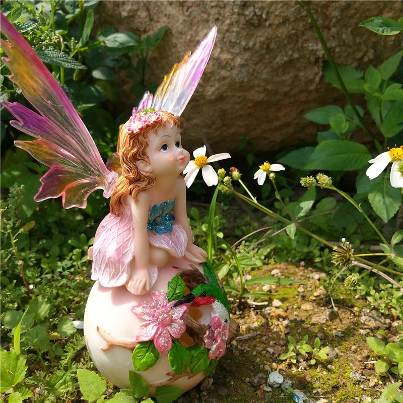Outdoor Garden Decorative Home Decor Flower Fairy Wings Courtyard Country Ornaments Elegant Room Decorations Kawaii Figurine