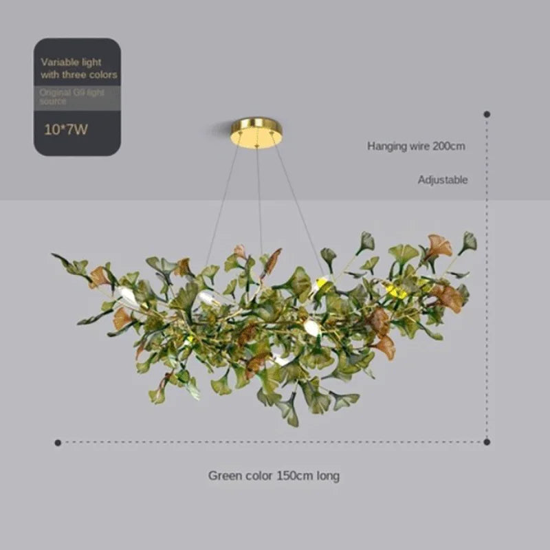 Custom Modern Ginkgo Chandelier - Luxury Glass Lighting for Dining Room, Living Room & Villa Home Decor