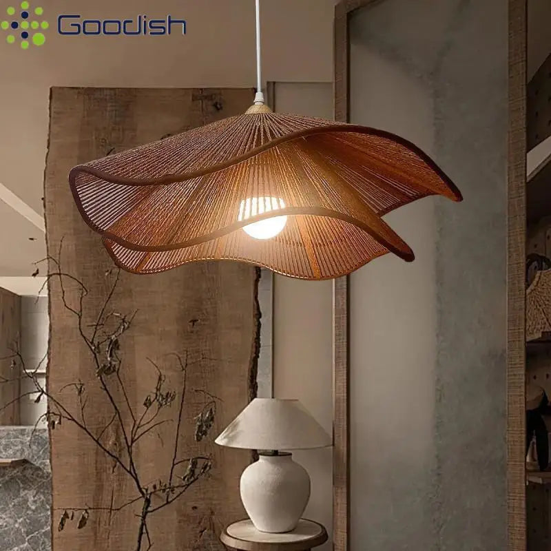 Retro Hemp Rope Wabi-sabi Chandelier Elegant Hanging Lamps Lustre for Tea Living Dining Room Restaurant Home Decor Pendant Light