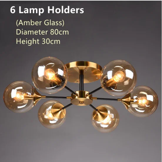 LED Ceiling Lamp Restaurant Bubble Glass Flower LED Ceiling Pendant Light Stylish Luxury Master Bedroom Ceiling Lamps Home Decor