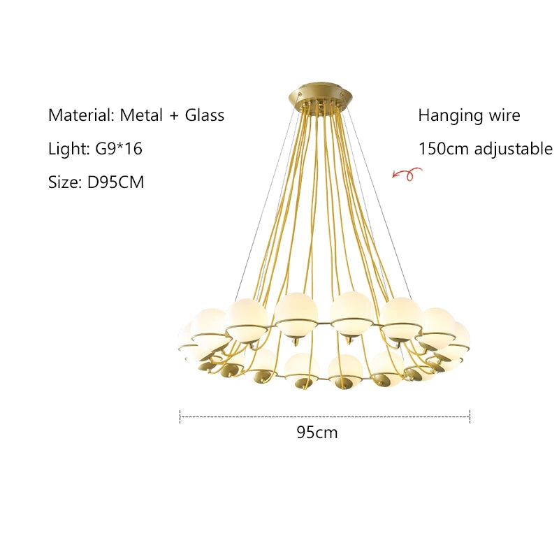 Italy Design Glass Bubble Master Bedroom LED Pendant Light Nordic Counter Lobby Villa Chandeliers Home Decor Lamp High-end Lamps