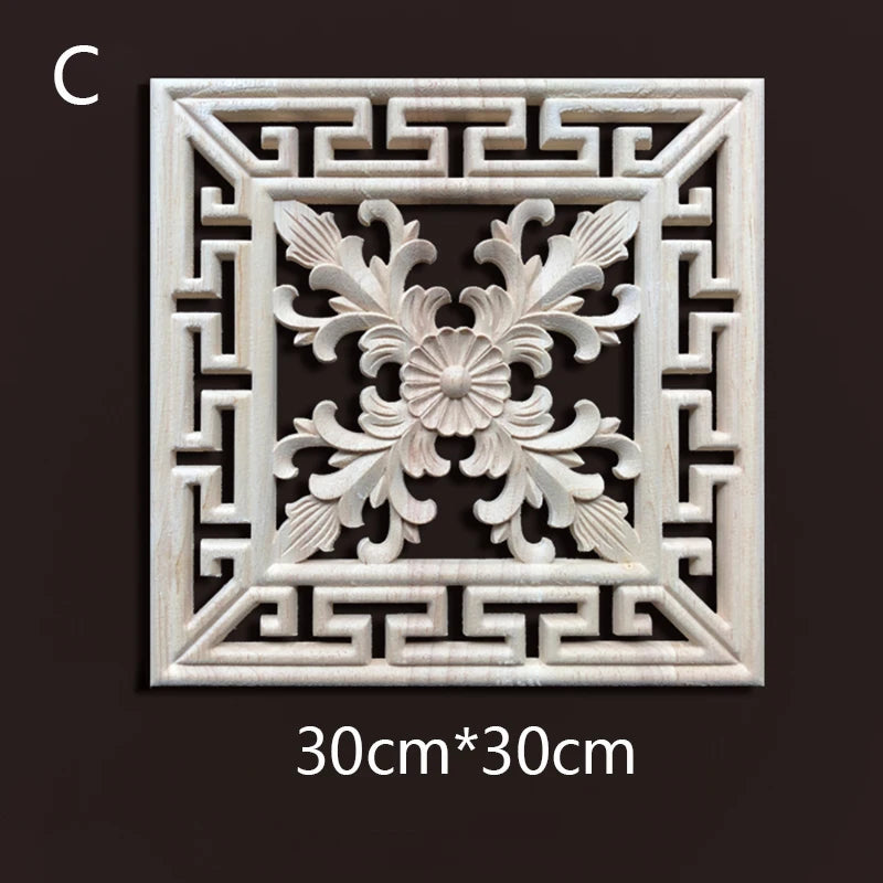 Wood Carving Onlays Appliques Decoration for Home Wood Decals for Furniture Wood Flower Crafting Wood Floral Home Decor Items