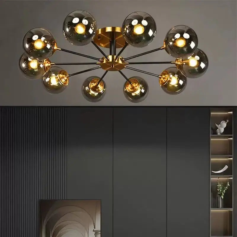 LED Ceiling Lamp Restaurant Bubble Glass Flower LED Ceiling Pendant Light Stylish Luxury Master Bedroom Ceiling Lamps Home Decor