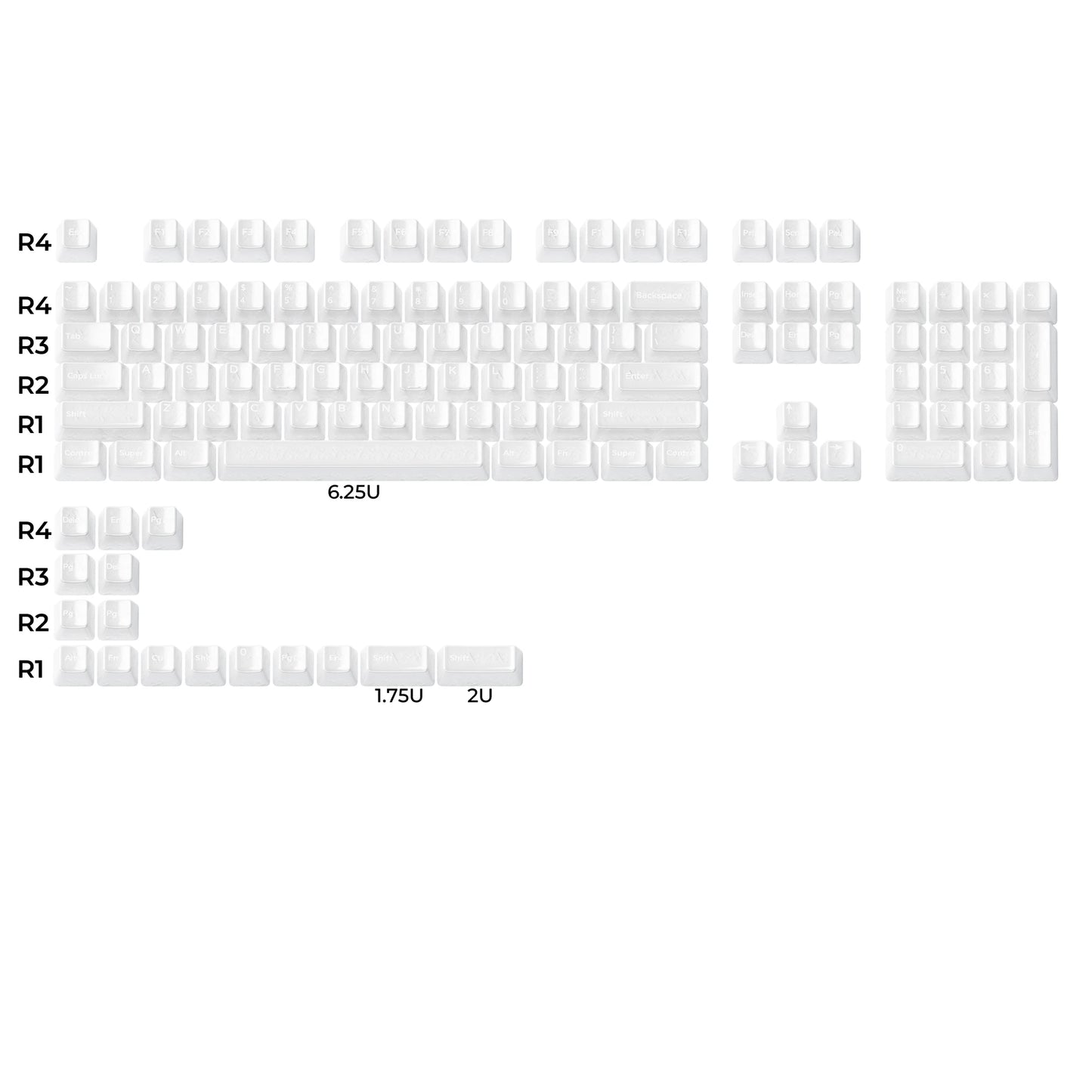 XVX White Full Ceramic Keycaps Smooth Surface Cherry Profile for Mechanical Keyboard 120 Keys
