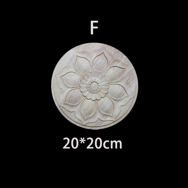 Wood Carving Onlay Applique Figurines Decor Living Room Furniture Decoration Unique Natural Floral Wood Carved Decal Home Decor