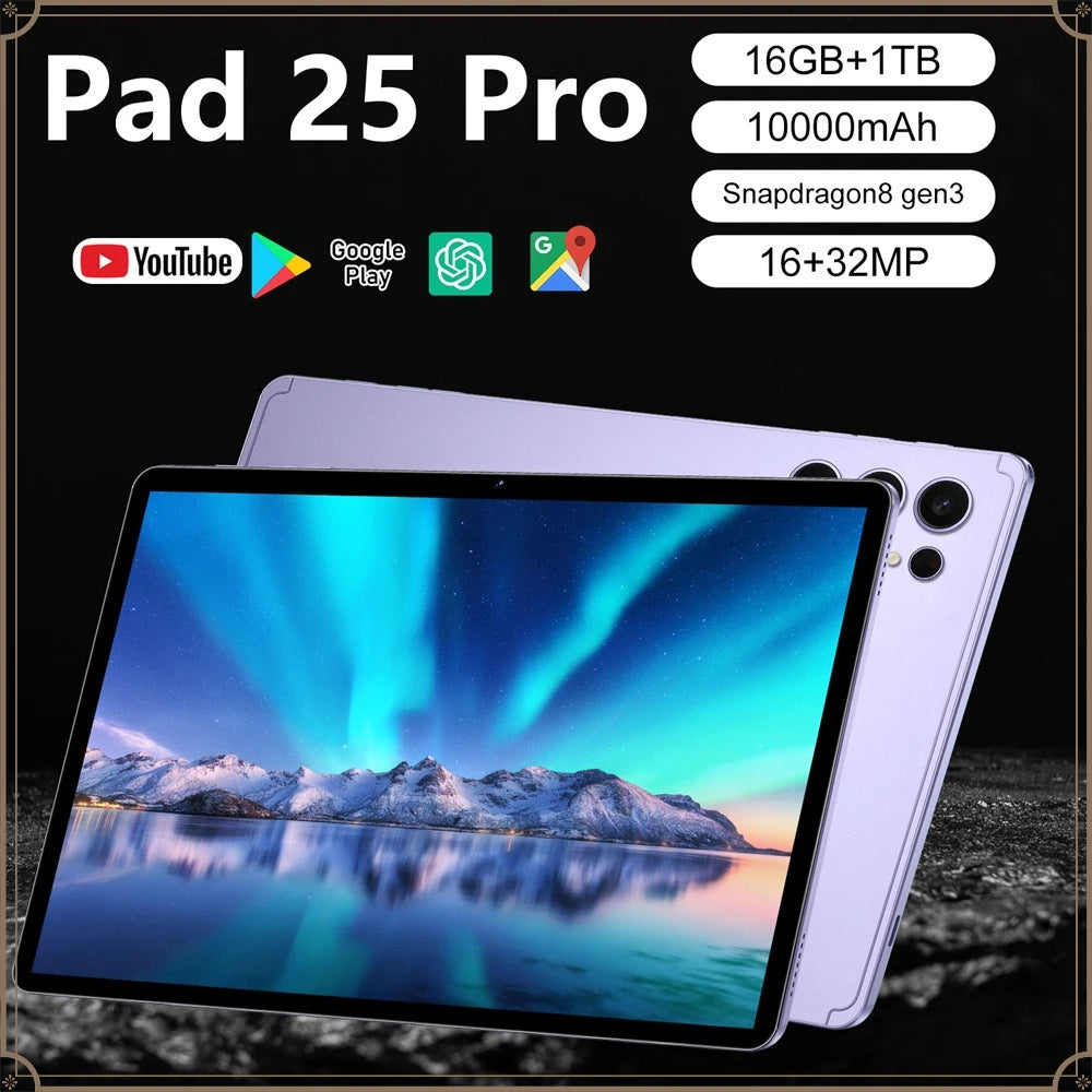 Pad 25 Pro Tablets 22GB+2TB Original 10.1" Android 15 High-end 5G Dual SIM Tablet PC WiFi GPS Kids Children's Global Version Tab