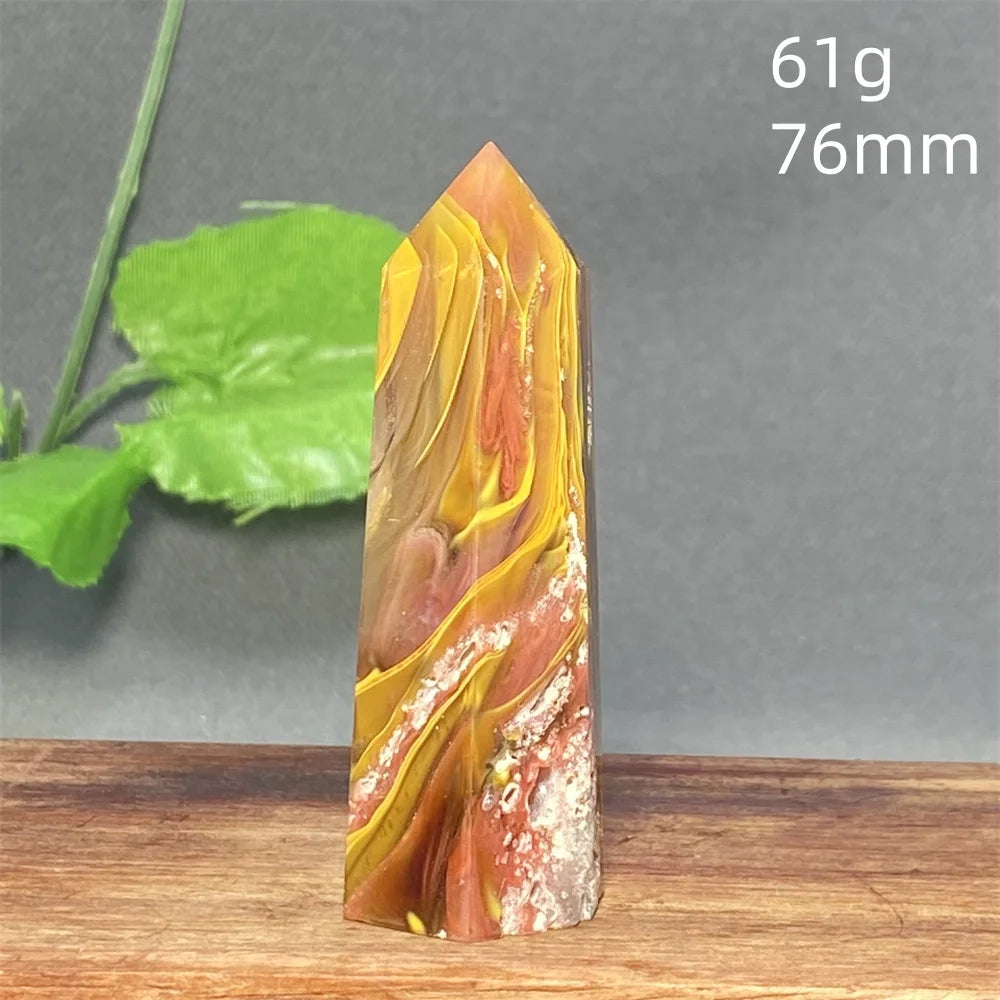 1PC Natural Tiger Skin Smelted Stone Crystal Tower Yellow Stripe Pyramid Obelisk Home Decor Gift