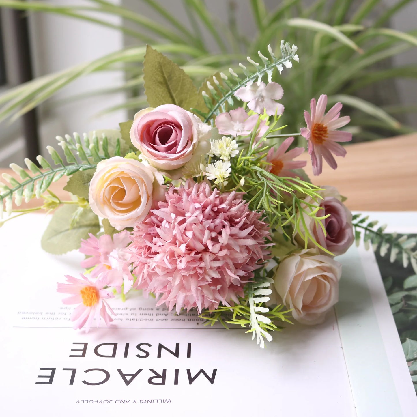 1PC Artificial Flowers Wedding Decor Props Bedroom Decoration Bridal Bouquet Garden Fake Silk Roses Hydrangeas Daisy Home Decor