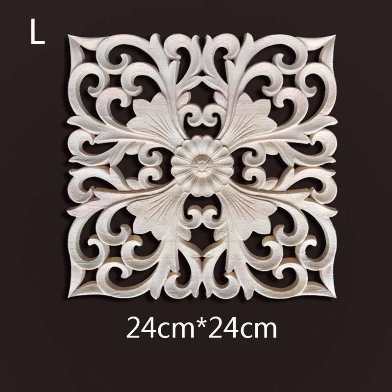 Wood Carving Onlays Appliques Decoration for Home Wood Decals for Furniture Wood Flower Crafting Wood Floral Home Decor Items
