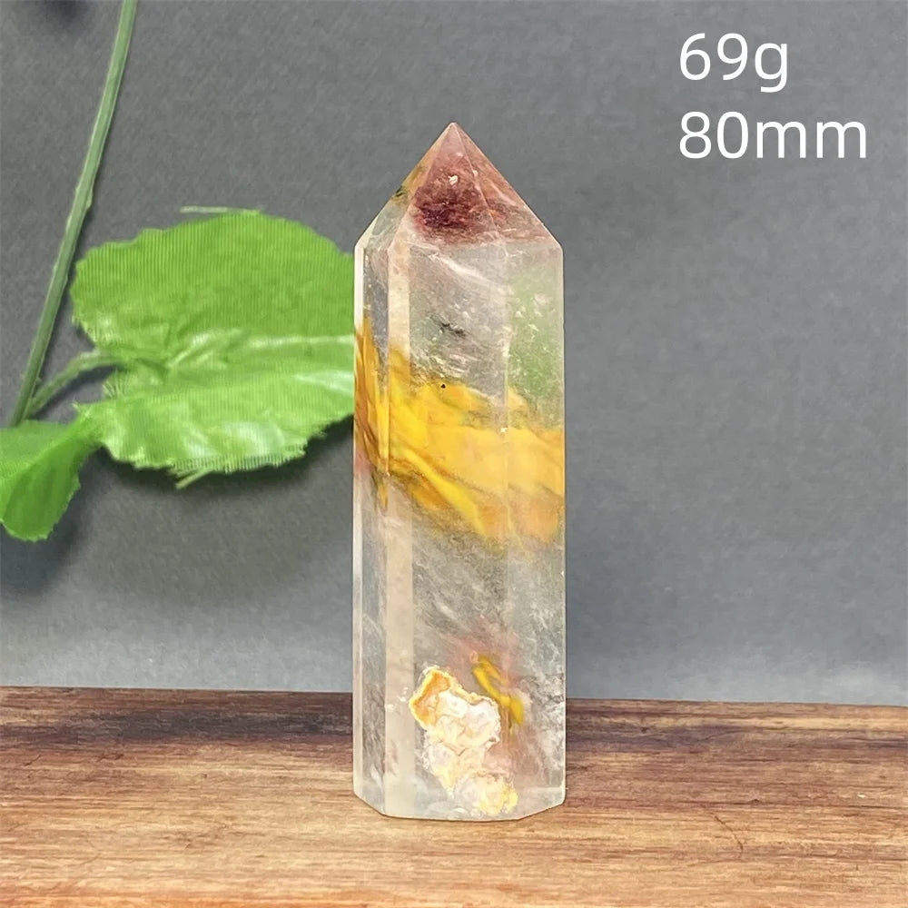 1PC Natural Tiger Skin Smelted Stone Crystal Tower Yellow Stripe Pyramid Obelisk Home Decor Gift