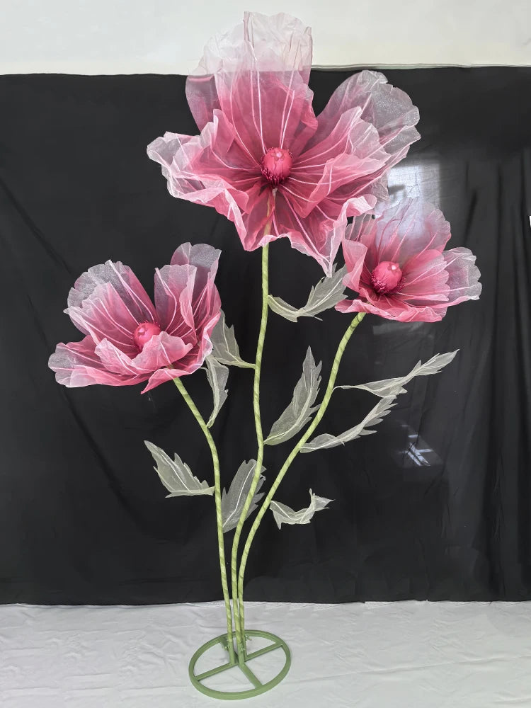 190cm Wedding Decor Props Artificial Flowers Road Lead Flower Silk Yarn Flower Poppy Window Display Garden Decoration Home Decor