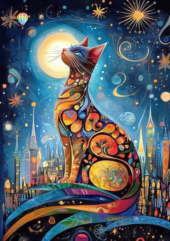 100% Fairy Dust Diamond Painting Kit Black Cat Square Mosaic Embroidery Gem Cross Stitch Full Crystal Diamond Art Home Decor