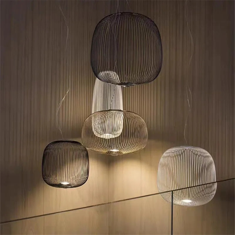 Italian Pendant Lamp minimalist Birdcage Hanging Light Designer Foscarini Spokes 1/2 Light  Home Decor stairway spot lighting