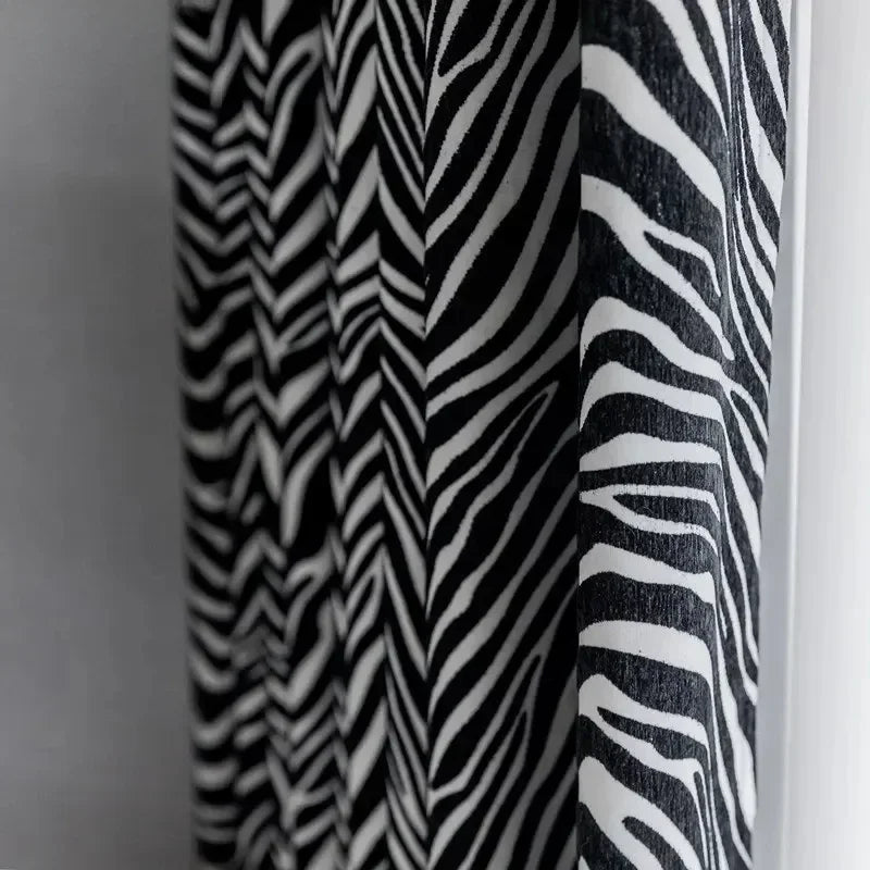 Modern Curtains for Living Room Dining Bedroom Custom Black White Zebra Pattern Luxury Nordic Door Window Curtain Home Decor